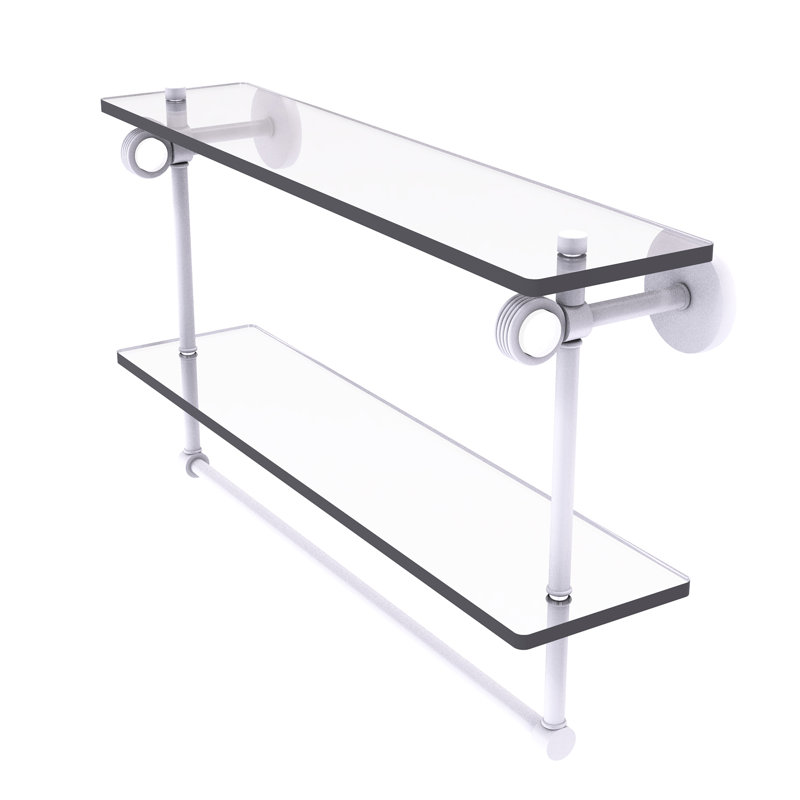 Tablette murale double verre Margolis, H 12,8 po x l 16 po x p 5,6 po, Blanc mat