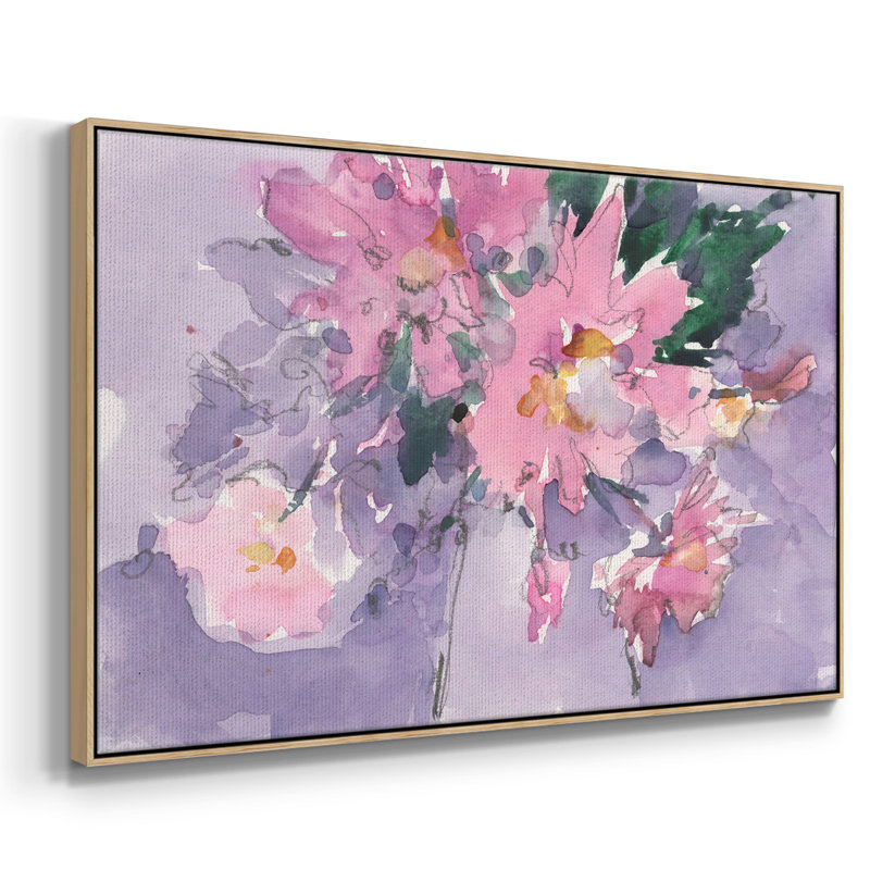 Floral occasion II, reproduction d'art sur toile, H 27 po x l 41 po x P 2 po, Bois naturel