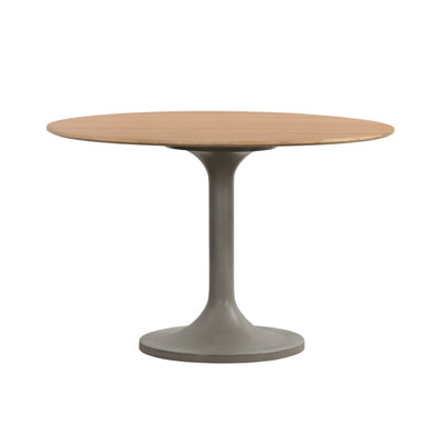 Insani Round Solid Wood Top Metal Base Dining Table