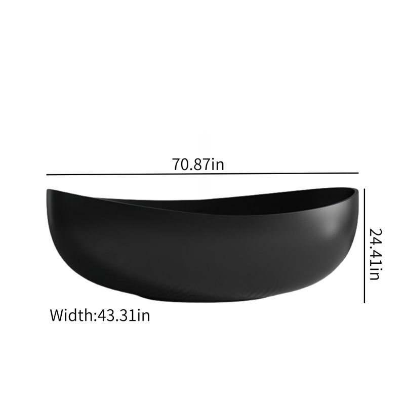70.87'' W 24.41'' H Tub & Shower Kit, Black