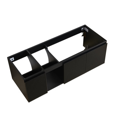 Meuble-lavabo EIDEN 122 cm (48 po) avec une porte rayée et une tablette ouverte, sans lavabo ni comptoir, sans robinetterie ni couvercle d'évier, noir