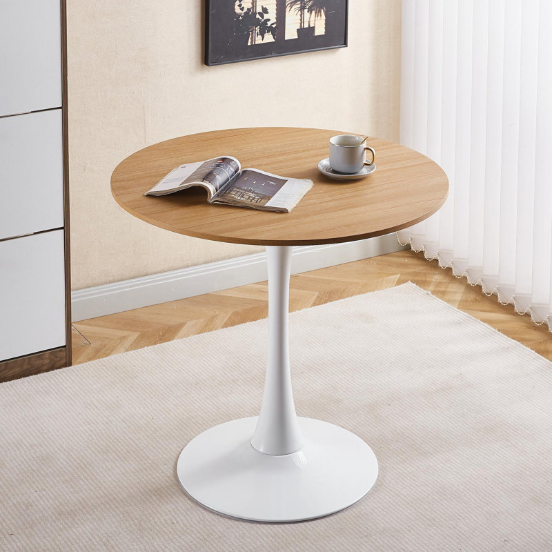 Table de salle à manger 31,5 "avec plateau en tulipe couleur Mid-Century pour 2 à 4 personnes avec plateau rond en MDF, table de salle à manger à piédestal, table basse de loisirs