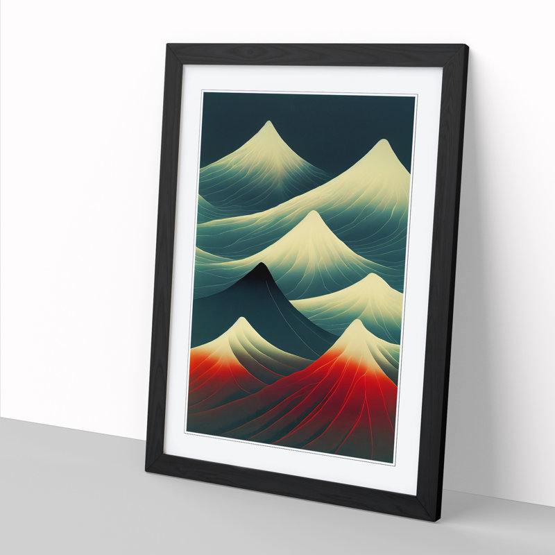 Newland Japanese Mountains View 1 Piece Wall Art, 25cm H x 2cm W x 3cm D, Black