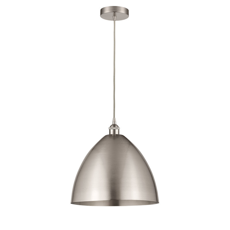 Luminaire suspendu conique à 1 lumière, Nickel satiné brossé, Nickel satiné brossé