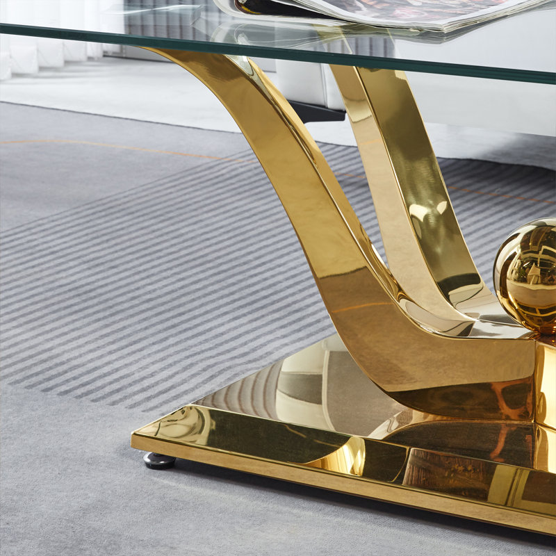 Glass Top Coffee Table, Gold