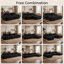 Canapé modulaire 3 places en velours côtelé noir avec 2 poufs et accoudoirs aux courbes douces-2076153544
