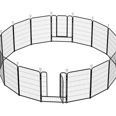 Enclos pour animaux robuste en métal 16 panneaux, hauteur 40 po avec barrière autobloquante, pour intérieur et extérieur, aménagement réglable, parc pour chien sans outils, très robuste, assemblage rapide