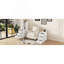 Table de bout avec 3 tiroirs, table de coin avec 2 tablettes ouvertes, table d'appoint haute pour chambre et coin, blanc