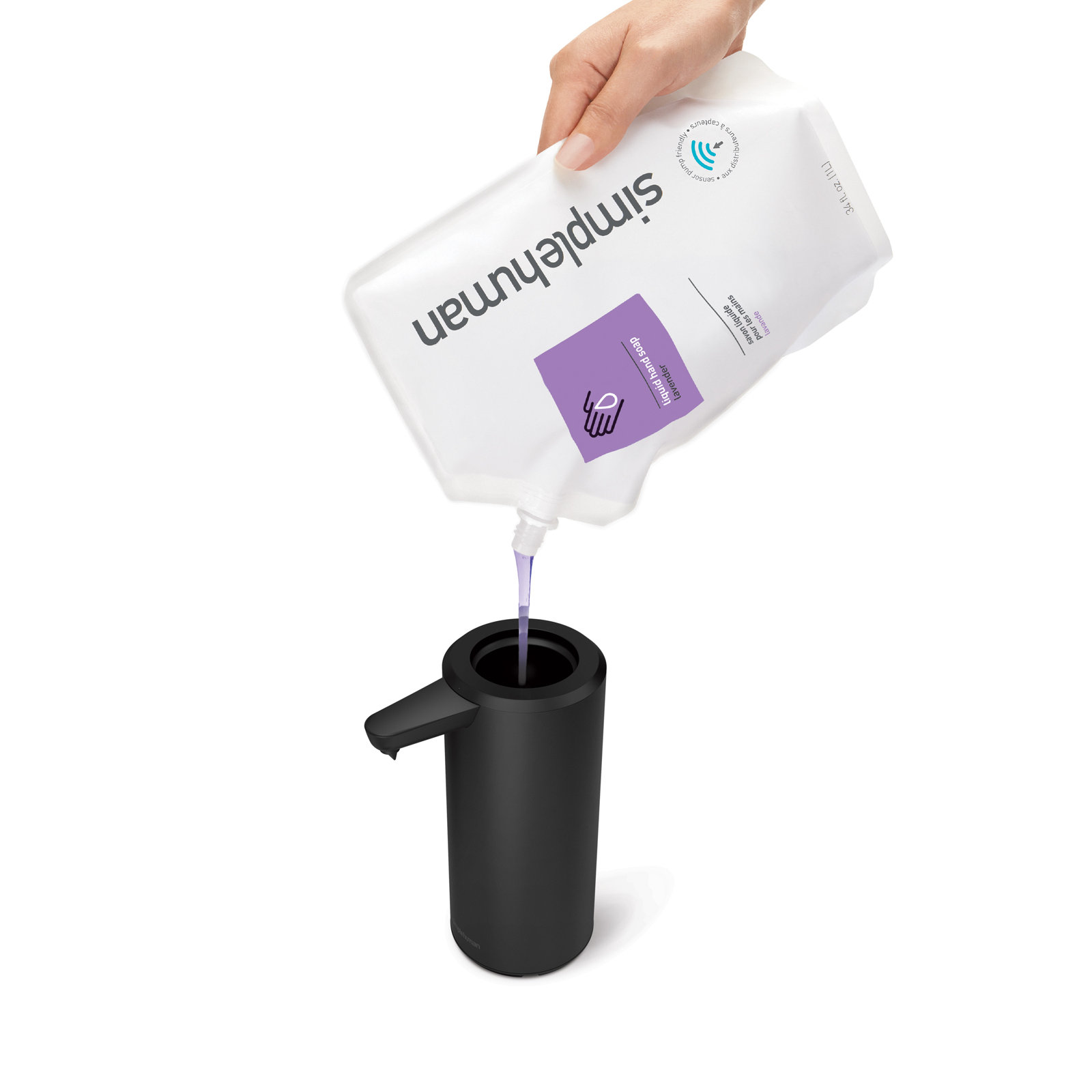 simplehuman 9 oz. Touch-Free Rechargeable Sensor Liquid Soap Pump Dispenser, Matte Black