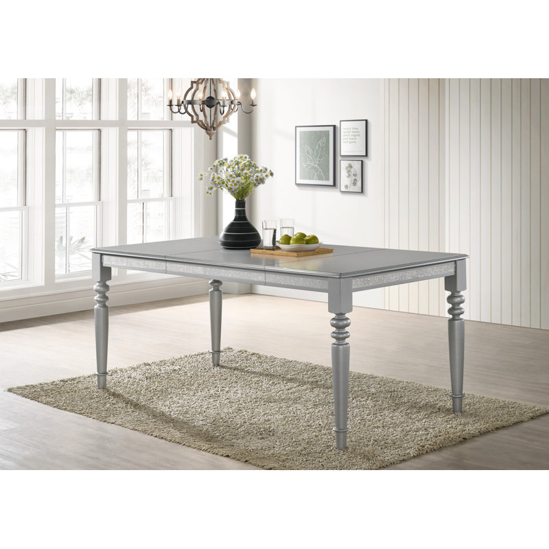 Madigan Solid Wood Base Dining Table, Silver