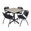 Table de salle de repos carrée Nicklo, chaises empilables 4 M-32668299-40142455-32668304