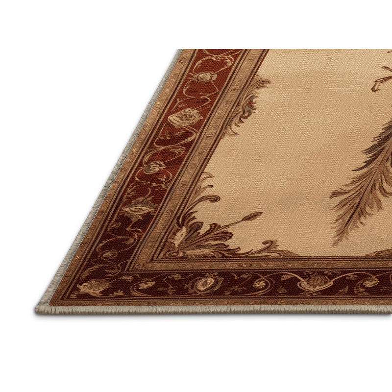 Tapis beige français lavable à la machine, Rectangle 6 pi x 9 pi