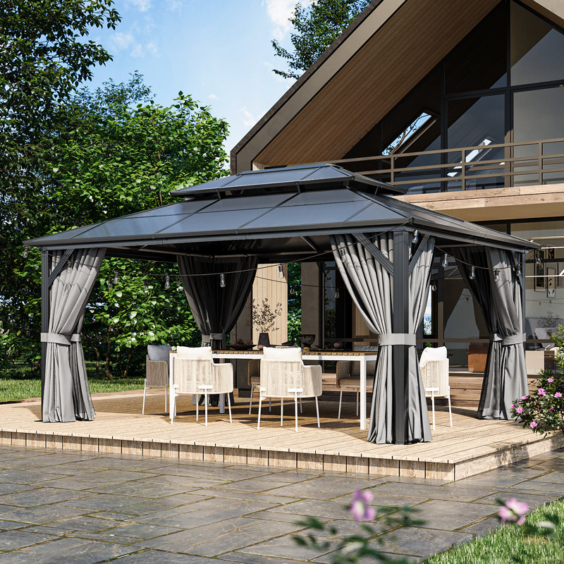 16 Ft. W X 12 Ft. D Metal Patio Gazebo