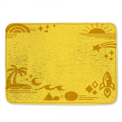 Tapis de bain Yellow Beach Rocket Scene
