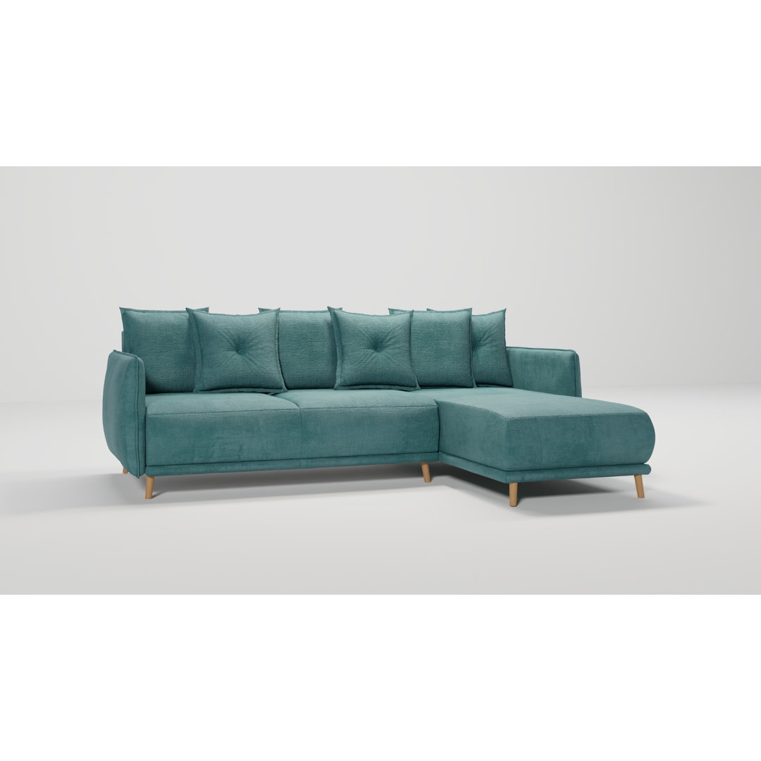 Ecksofa Edvard mit Schlaffunktion Und Bettkasten In Scandinavischem Design mit Holzfüßen aus Luxusmicrofaser