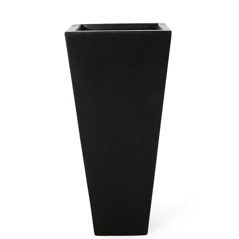 Tapered Outdoor Plant Basin - 12.82L X 12.82W 28.5H Black Magnesium Oxide, Lightweight Concrete No Assembly Needed Planter With Design For Plants Oxide Required