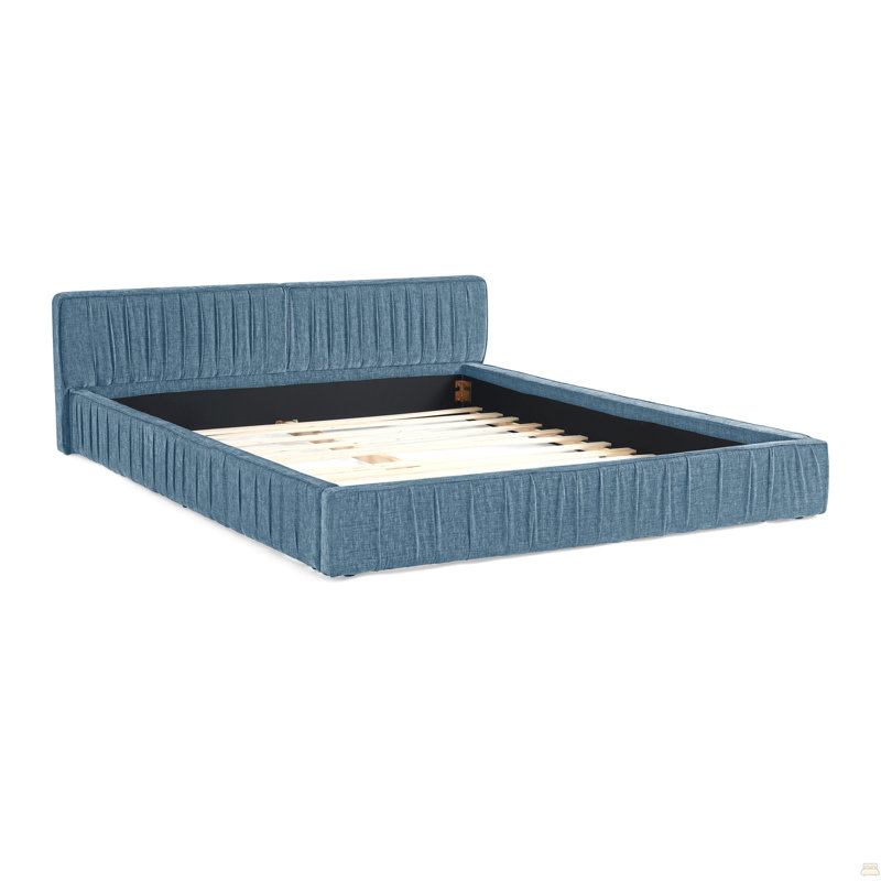 Queen Size Upholstered Bed Frame With Chenille Fabric With Pleated Design,Grounded Queen Size Platform Bed With Headboard And Solid Frame