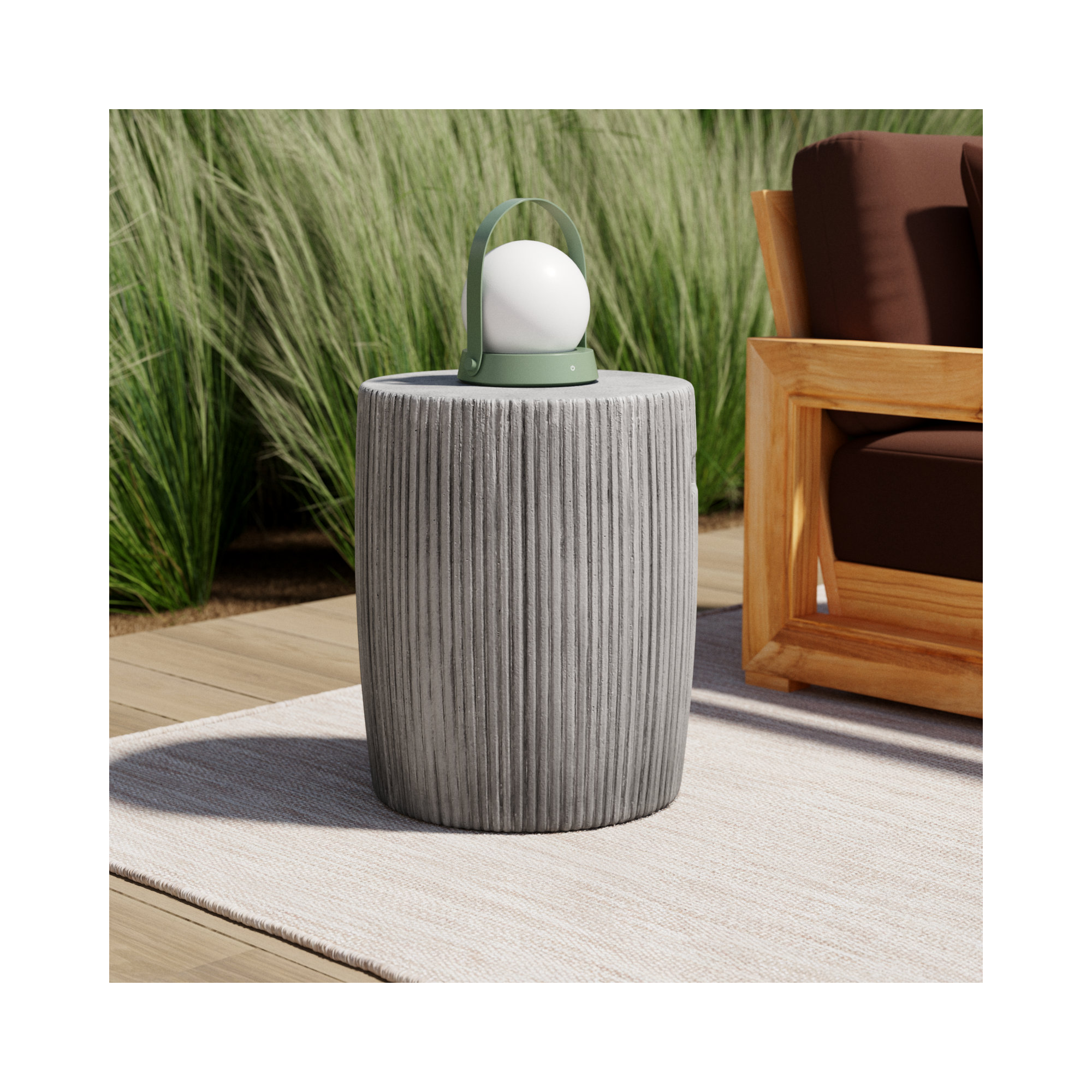 Lionel Round Outdoor Side Table, Gray