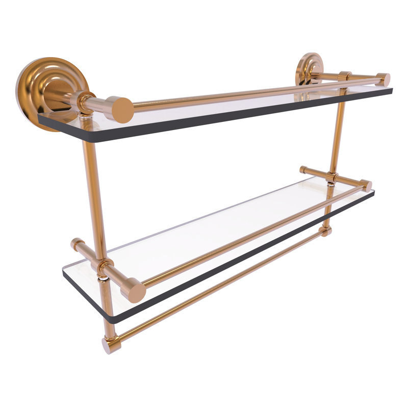 Leamore 2 Piece Tiered Shelf with Towel Bar, Brushed Bronze, 12" H x 22" W x 5" D