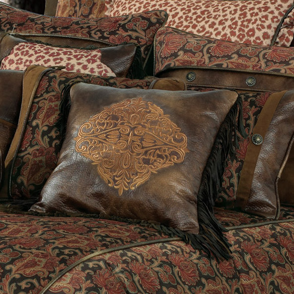 Austin Appliqued Faux Leather Throw Pillow