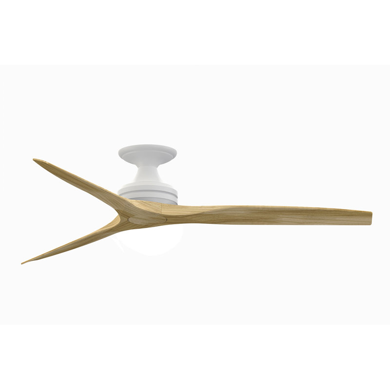 Spitfire 60 inch Flush Indoor/Outdoor Ceiling Fan - Matte White with Natural blades, Matte White, Natural
