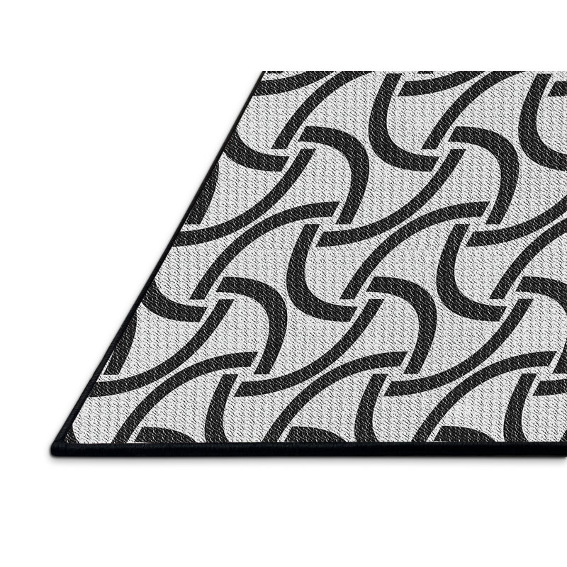 Tapis noir/beige à motifs, Rectangle 8 pi x 10 pi