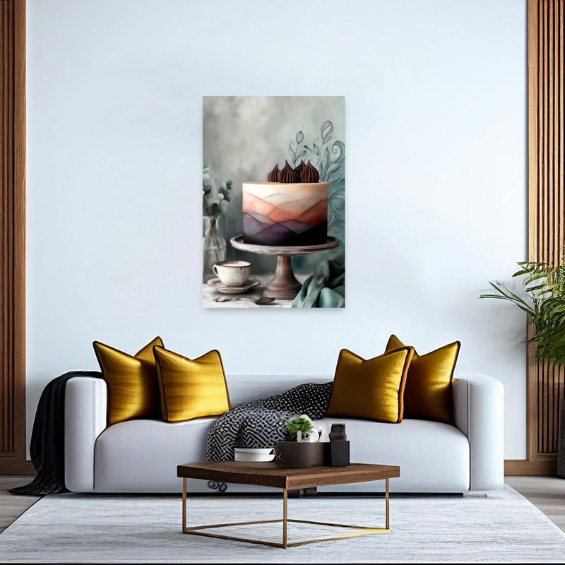 Aquarelle, gâteau de montagne, paysage délicat, paysage rêveur, art mural, H 60 po x l 40 po