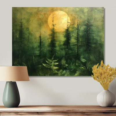 Décoration murale vert forêt jaune pleine lune Fusion I - forêt