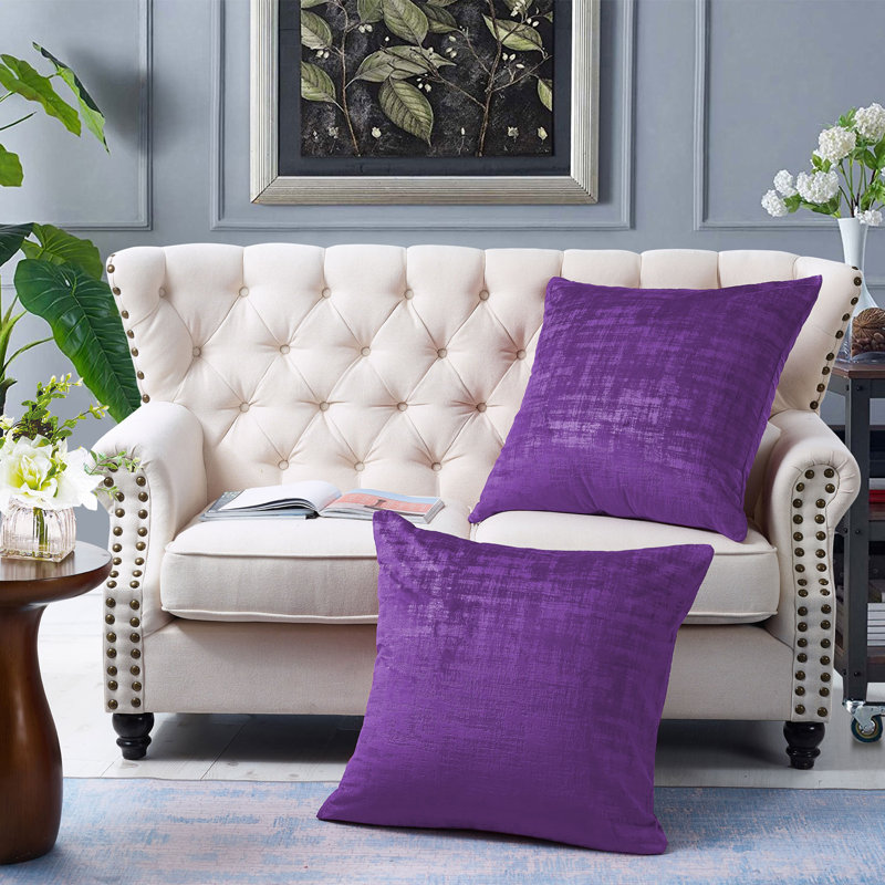 Textured Velvet Euro Reversible Pillow Cover, Imperial Purple