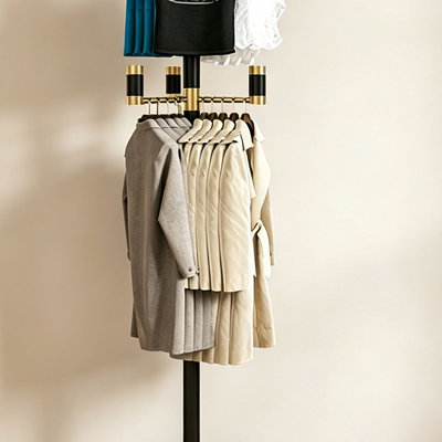 Solid Rubber Wood Floor Coat Rack
