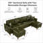 Canapé d'angle Efigenia de 305 cm avec deux poufs de rangement en similicuir vintage-1334655005