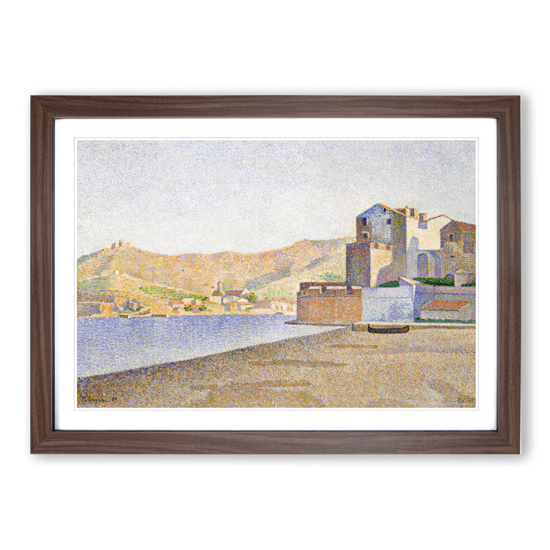 The Town Beach by Paul Signac - Picture Frame Painting, 48cm H x 65cm W x 2cm D, Walnut Framed