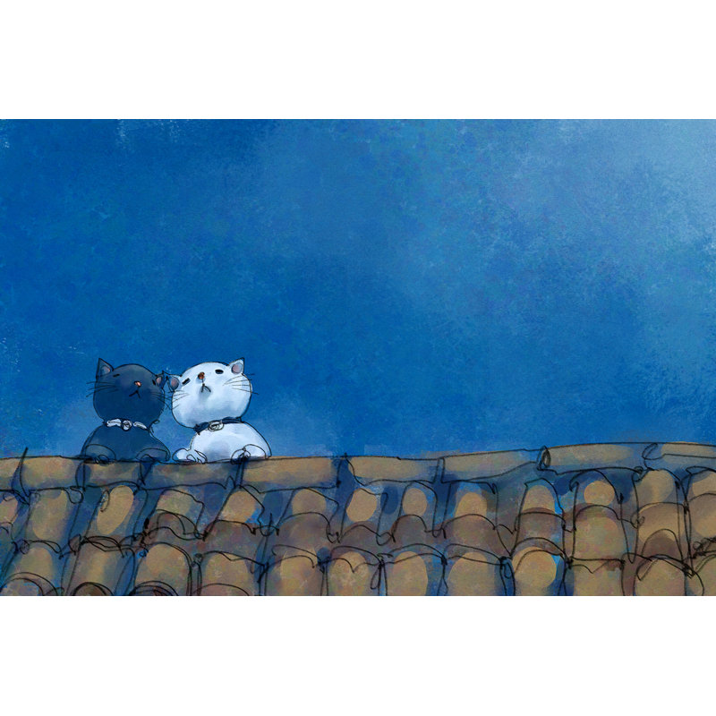 Cat On Roof - Wrapped Canvas Print, 81cm H x 122cm W x 3.8cm D