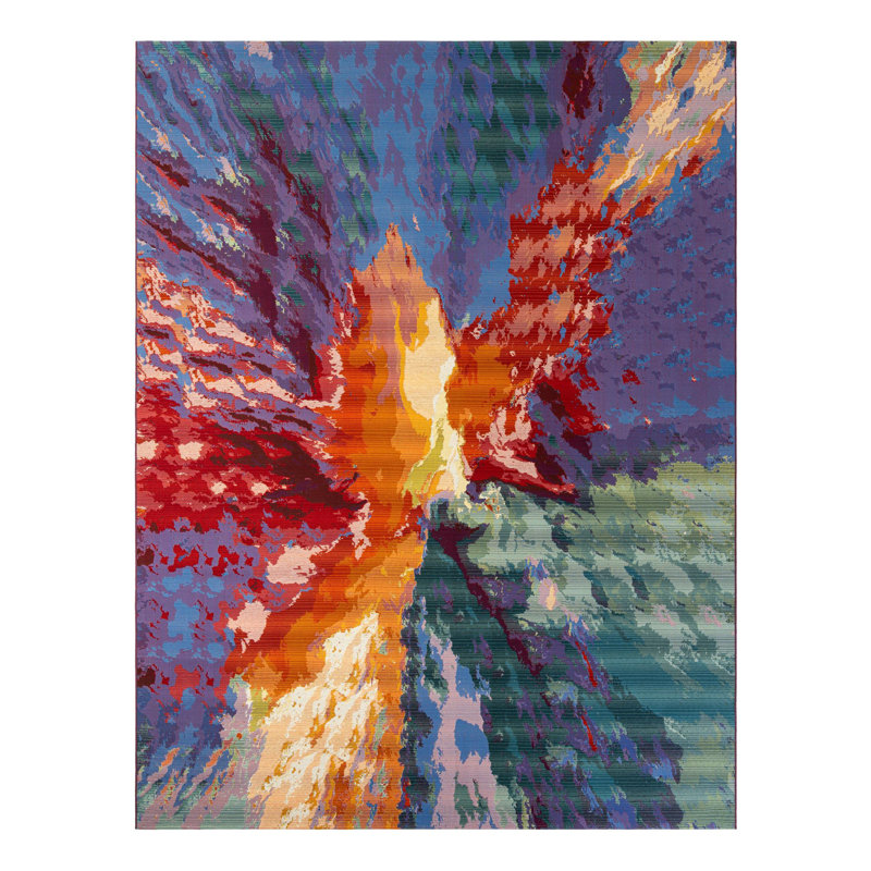 Azaleea Power Loomed Polypropylene Outdoor Are Rug in Blue/Red/Orange, Rectangle 9' x 12'
