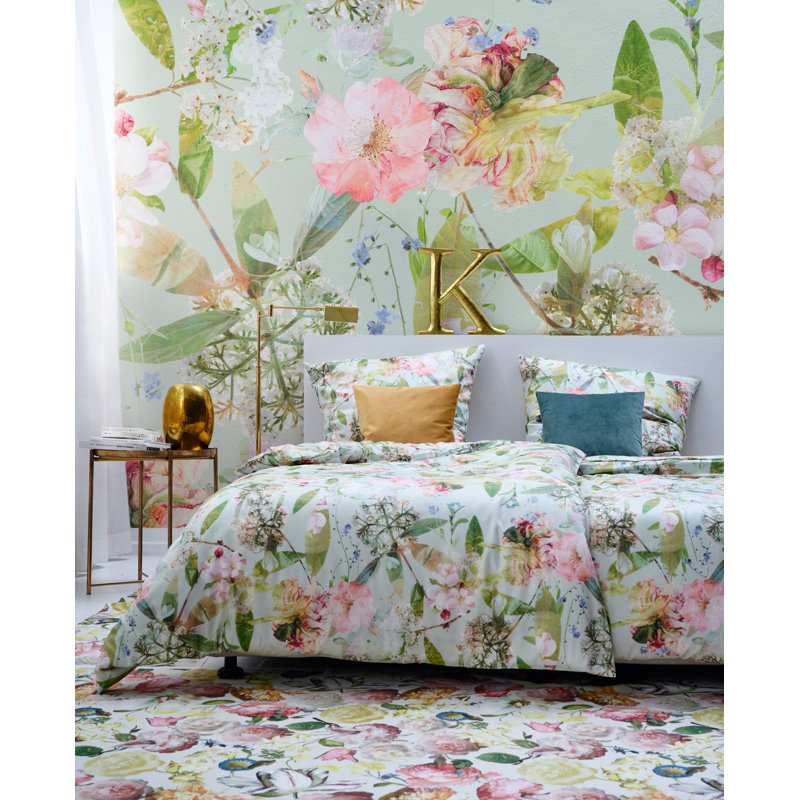 Coloured Nights Cotton Floral Duvet Cover Set with Pillowcases Included, Single - 1 Pillowcase (80 x 80 cm)