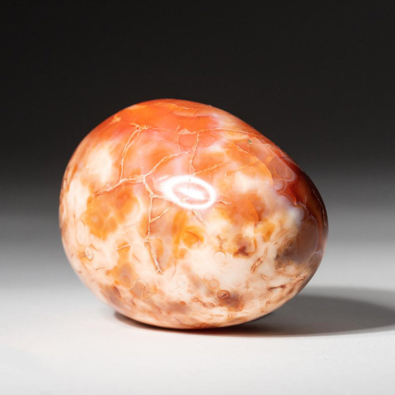 Polished Carnelian Palm Crystal from Brazil, Tan, 2" H x 1.5" W x 2.5" D