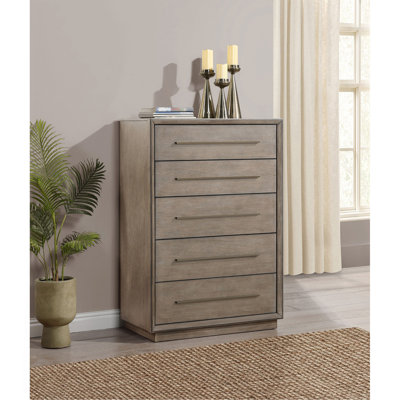 Taupe Oak 5-drawer Bedroom Chest
