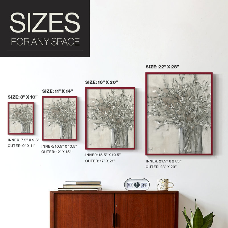 Impression encadrée Dry Elegance II - bois massif, H 21 po x l 17 po, Red