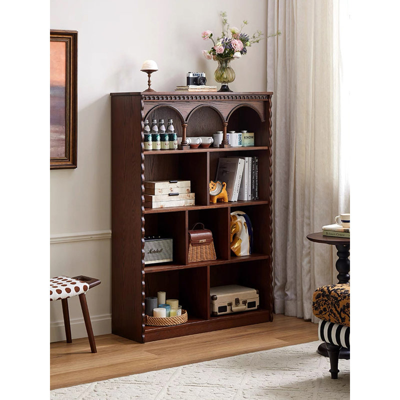 Bibliothèque de plancher style français en bois de cire blanc rétro