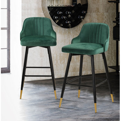 74Cm/65Cm Swivel Velvet Upholstered Counter & Bar Stool With Metal Frame 