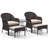 2-Person Elbart Wicker Patio Conversation Set with Side Table，Ottoman & Beige Cushions-1589519211