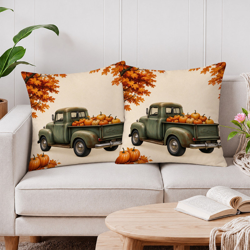 Housses de coussin JYK, Camion vert citrouille