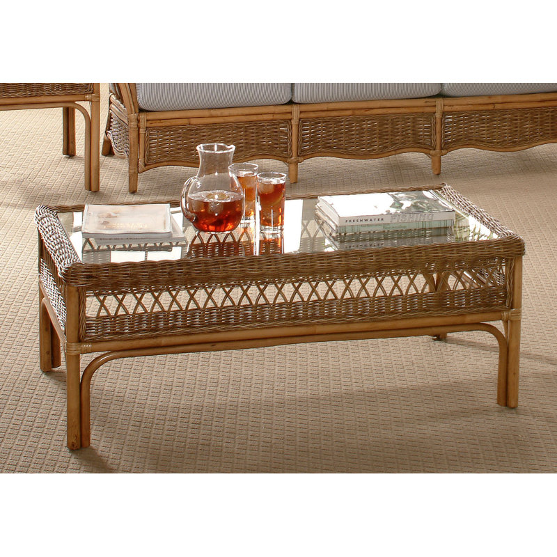 Nassau Glass Coffee Table, Antique Frost White
