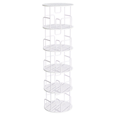 Étagère de rangement Spinning 360 à 5 niveaux pour différentes pièces, blanc, peu encombrant et aspect élégant