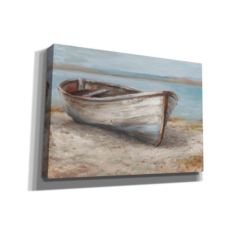 «Whitewashed Boat I» par Ethan Harper, art mural sur toile, H 18 po x l 26 po x P 0,75 po
