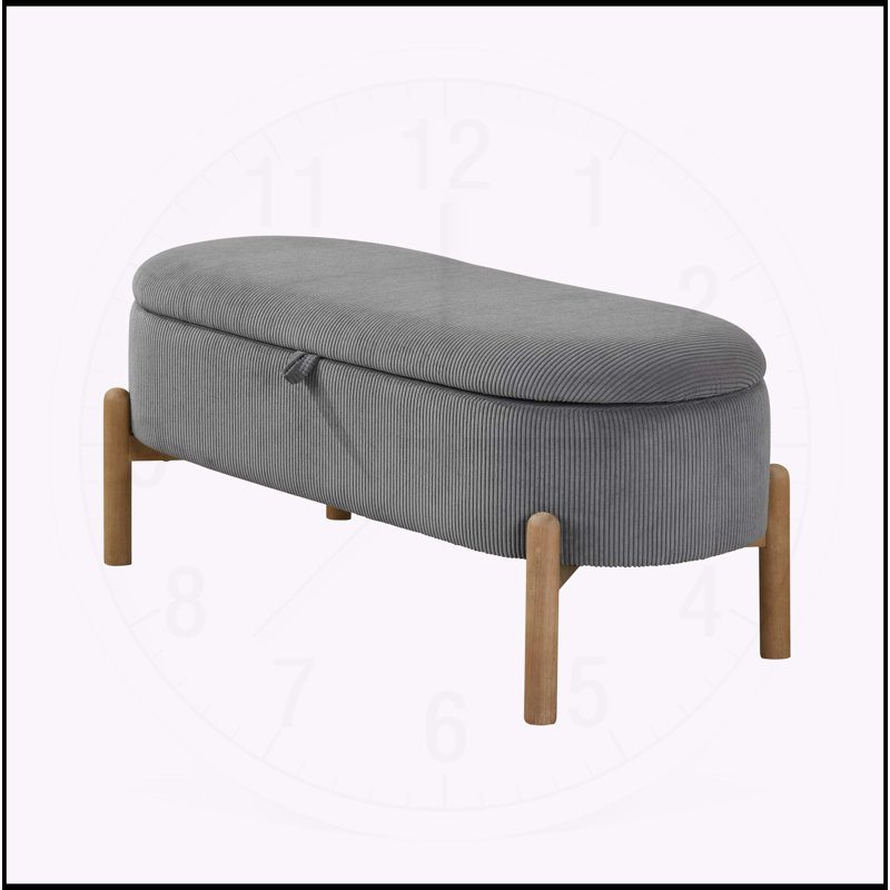 Charmant banc de rangement Mid-Century avec revêtement élégant et pieds solides, Gris