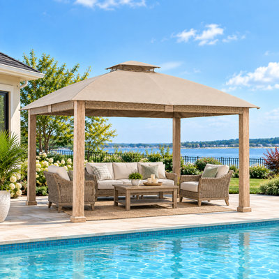 Sunjoy 11 ft. x 13 ft. Hudson Soft Top Gazebo with 5-year Fade-resistant Sunbrella Canopy