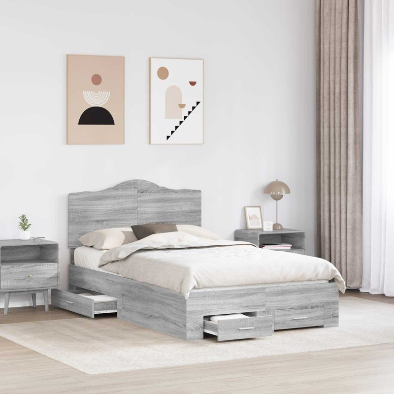 Bed, Small Double (120 x 190 cm), Grey Sonoma