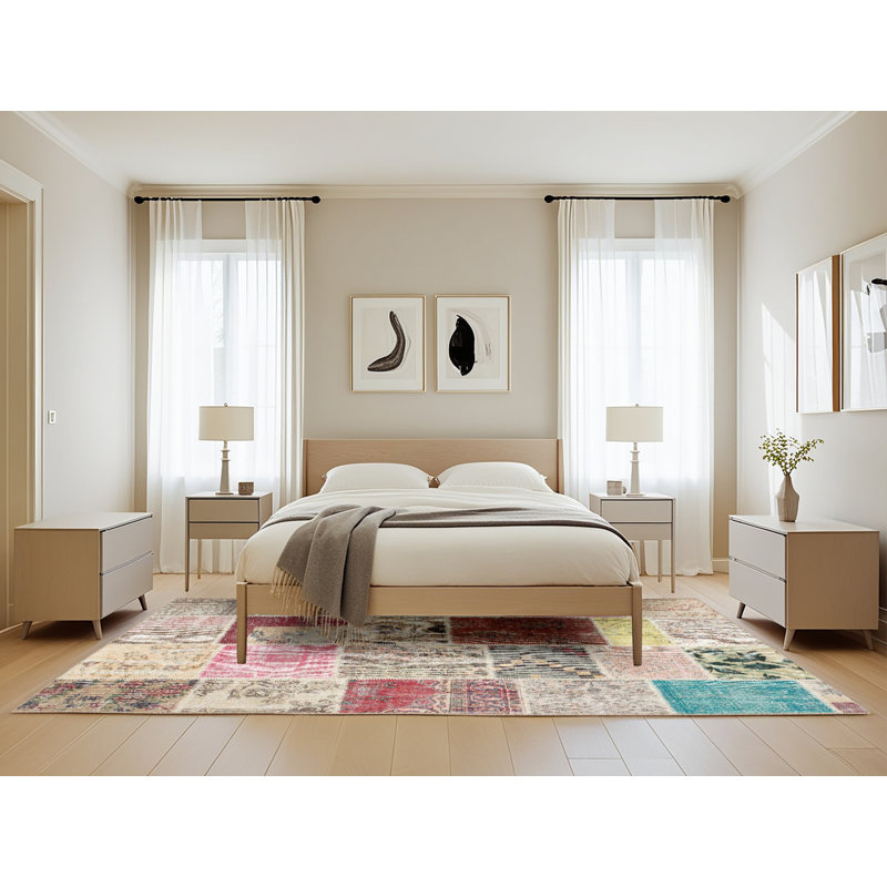 Tapis patchwork gris / beige / brun, Rectangle 5 pi x 8 pi