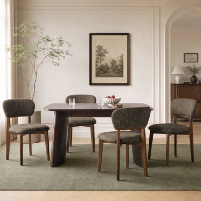 Chaise de salle à manger moderne mi-siècle en boucle avec pieds en bois renforcés par une entretoise transversale (ensemble de 2)